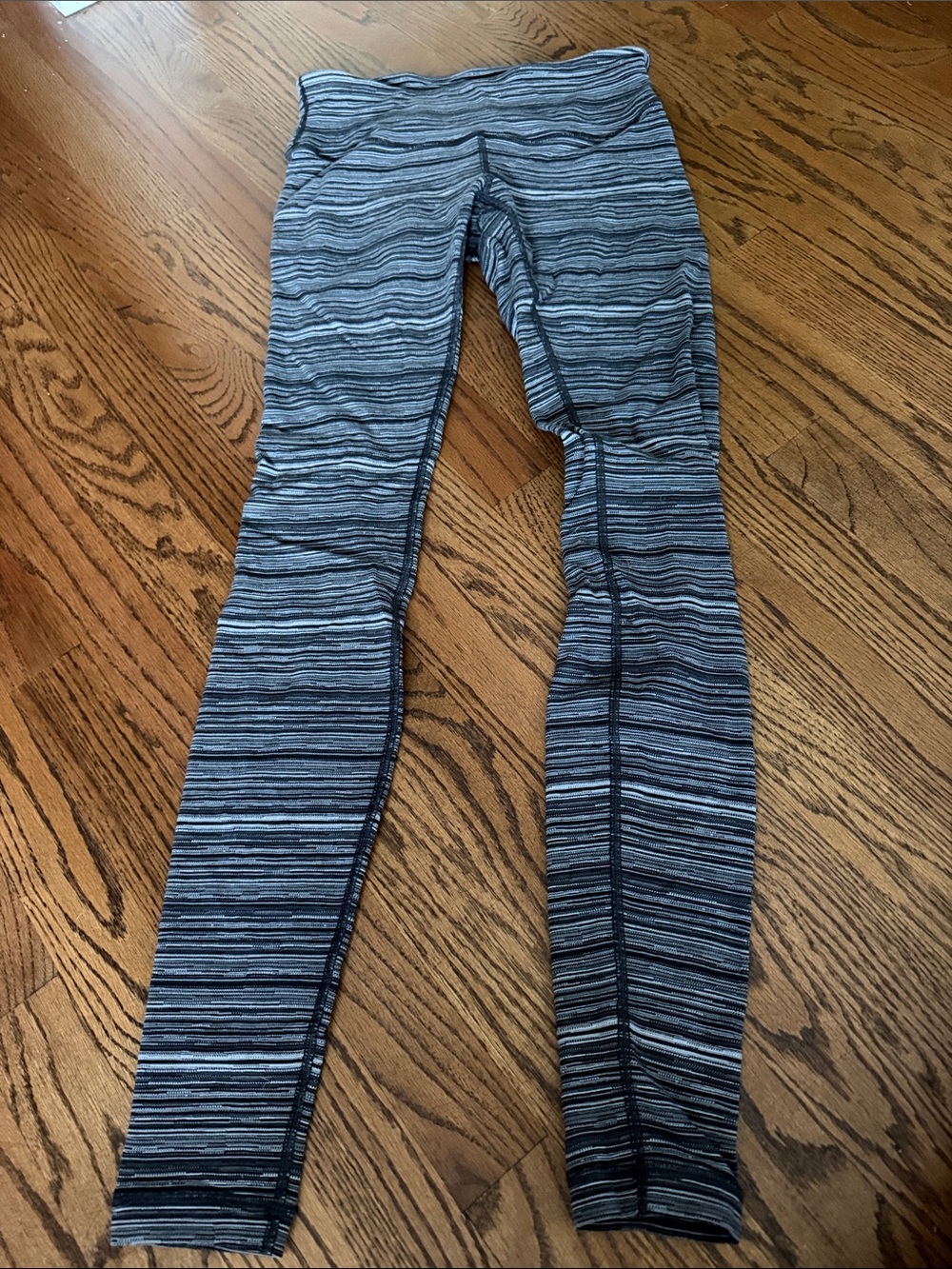 Lululemon athletica Black & Gray Striped Leggings